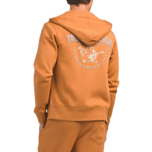NEW True Religion Men 2 Piece Sweatsuit Fleece Tracksuit Hoodie Joggers Mandarin